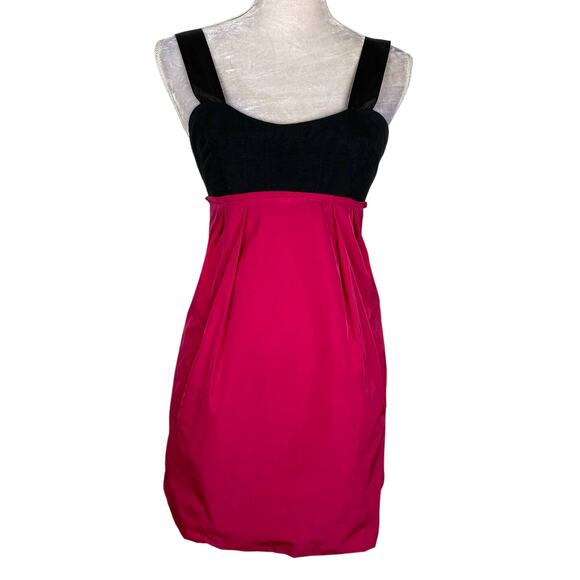 Yigal Azrouel NY Dress 6 Black Fuchsia Pockets Sleeveless Open Back - Picture 1 of 12